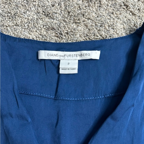 Diane Von Furstenberg Silk Koemi Dress Casual Chic Dropwaist 2 XS navy pink - Picture 5 of 9